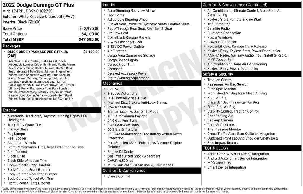used 2022 Dodge Durango car, priced at $30,464