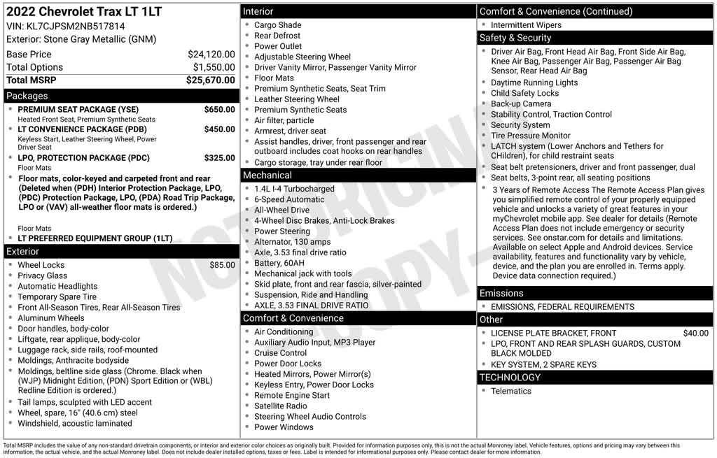 used 2022 Chevrolet Trax car, priced at $16,987