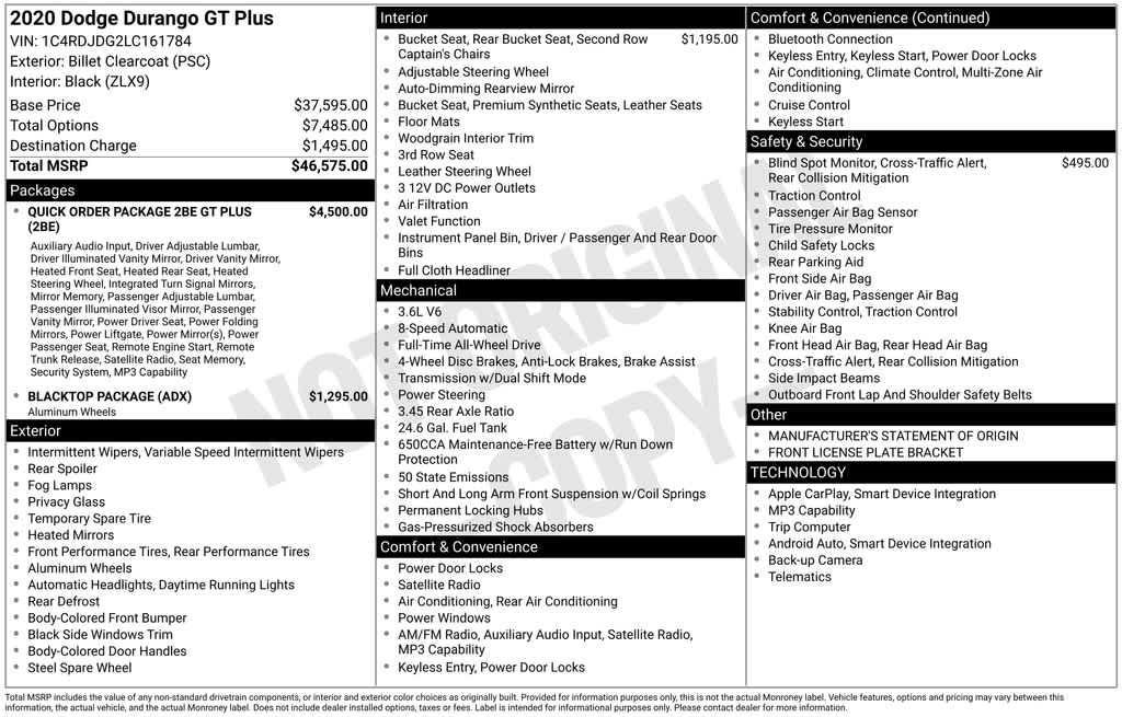 used 2020 Dodge Durango car, priced at $28,442