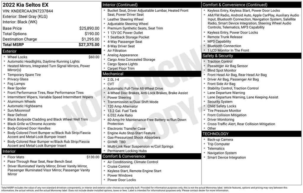 used 2022 Kia Seltos car, priced at $18,999