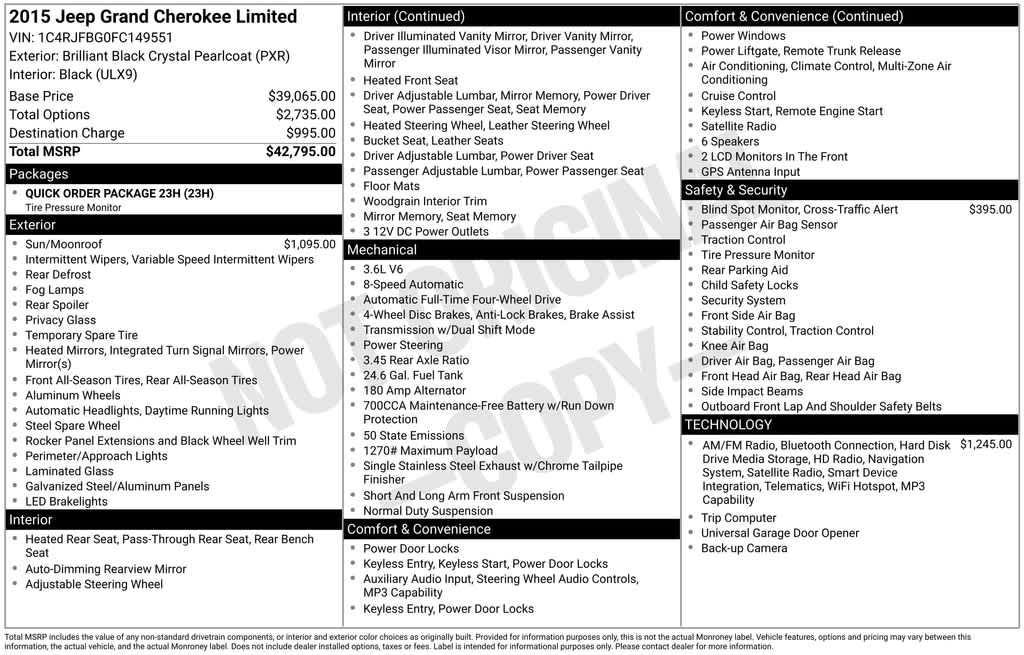 used 2015 Jeep Grand Cherokee car, priced at $13,349