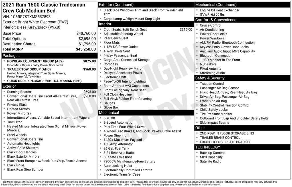 used 2021 Ram 1500 car, priced at $26,046