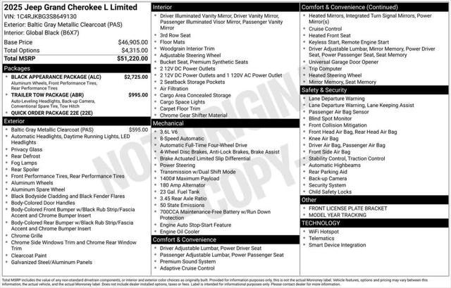 new 2025 Jeep Grand Cherokee L car, priced at $49,922