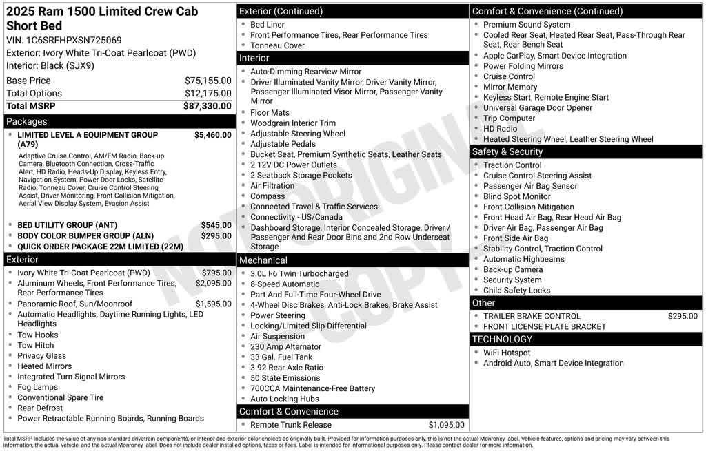 new 2025 Ram 1500 car, priced at $80,042