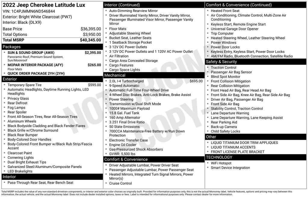 used 2022 Jeep Cherokee car, priced at $23,425