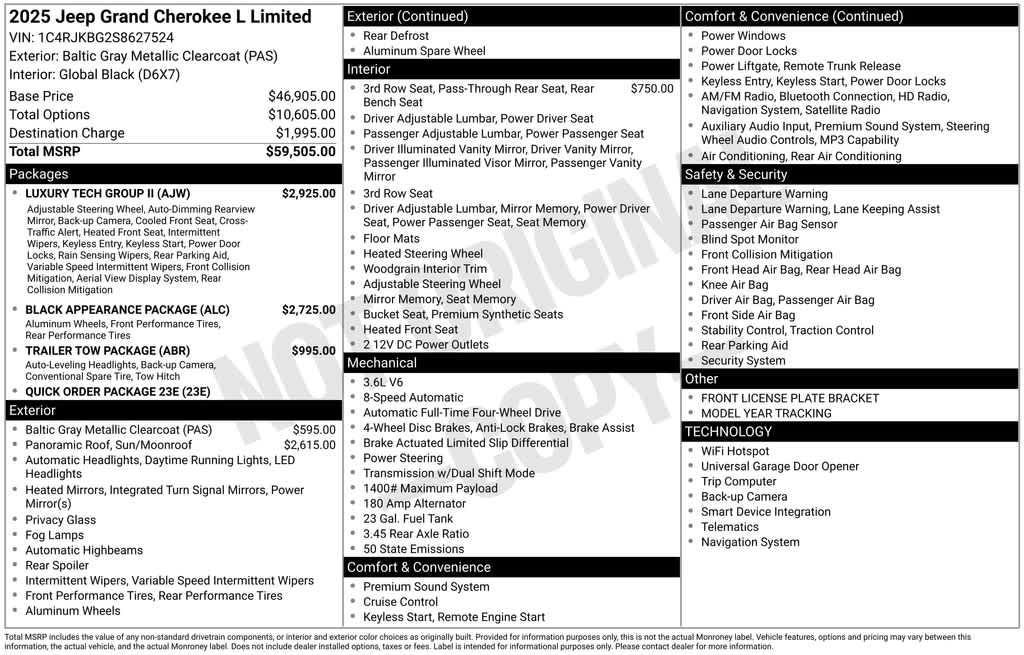 used 2025 Jeep Grand Cherokee L car, priced at $49,847