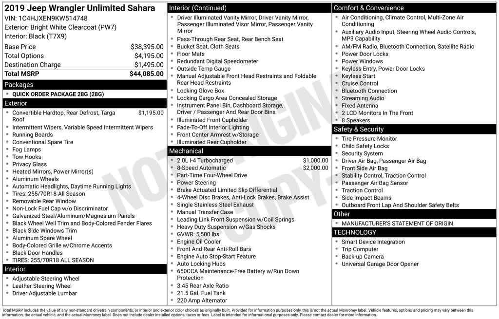 used 2019 Jeep Wrangler Unlimited car, priced at $25,428