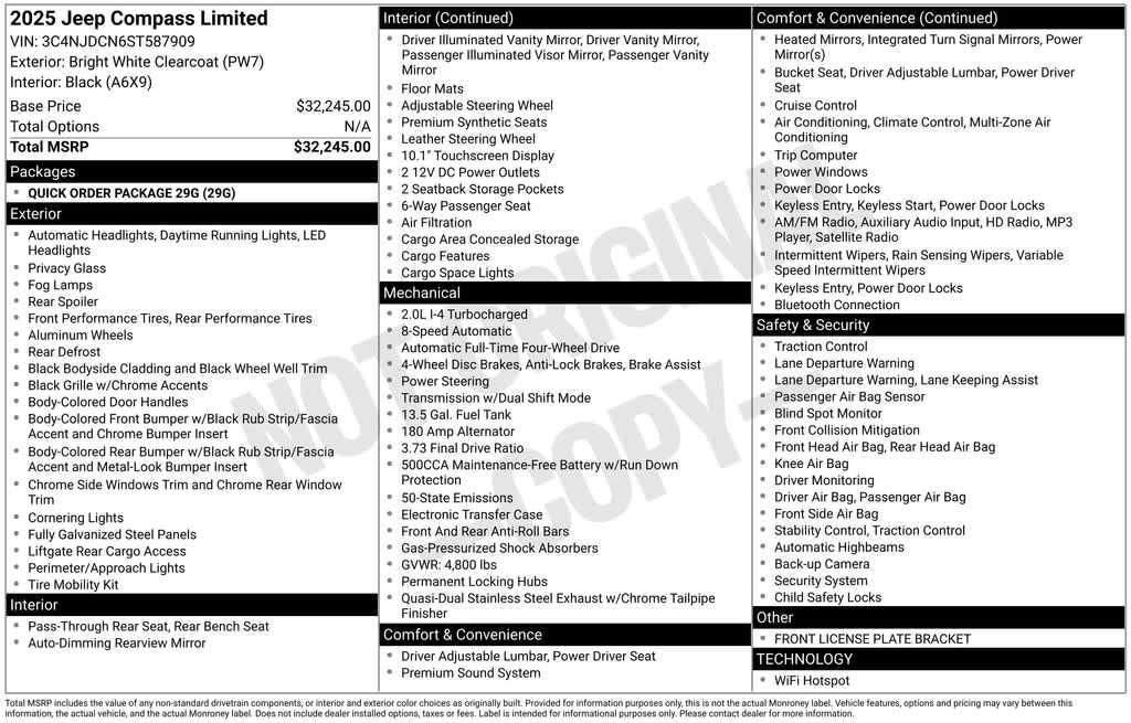new 2025 Jeep Compass car, priced at $30,498