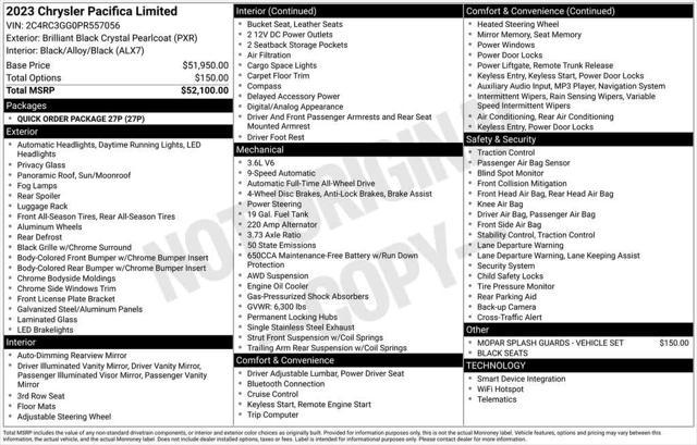 used 2023 Chrysler Pacifica car, priced at $37,995
