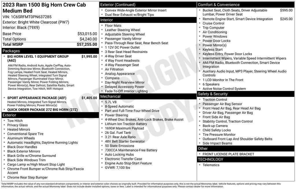 used 2023 Ram 1500 car, priced at $38,579