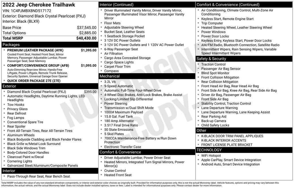 used 2022 Jeep Cherokee car, priced at $27,736