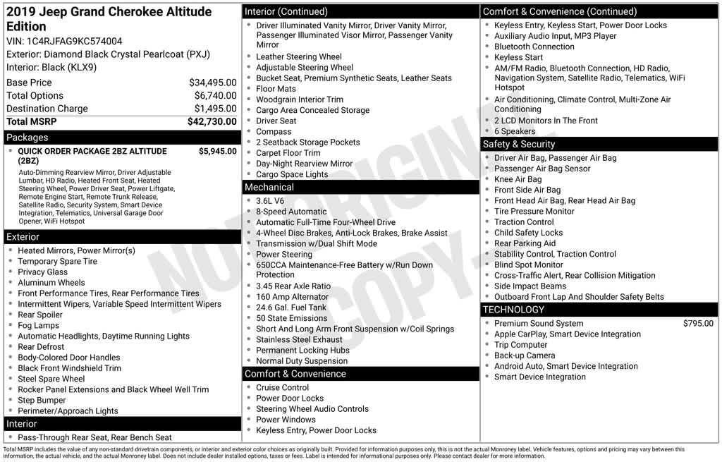 used 2019 Jeep Grand Cherokee car, priced at $19,789