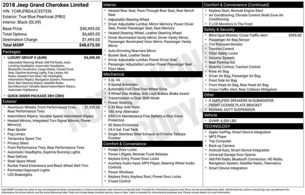 used 2018 Jeep Grand Cherokee car, priced at $16,961