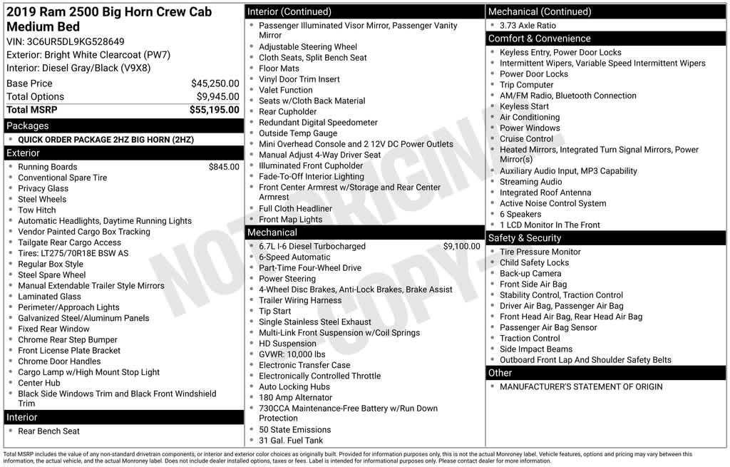used 2019 Ram 2500 car, priced at $37,720