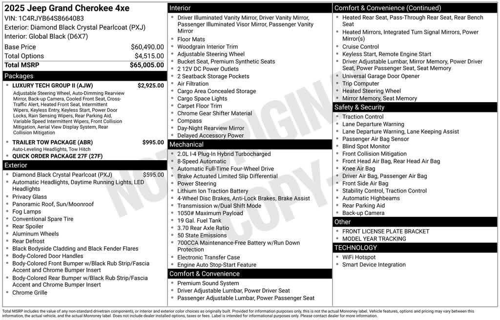 new 2025 Jeep Grand Cherokee 4xe car, priced at $63,149