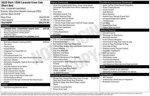 new 2025 Ram 1500 car, priced at $60,091