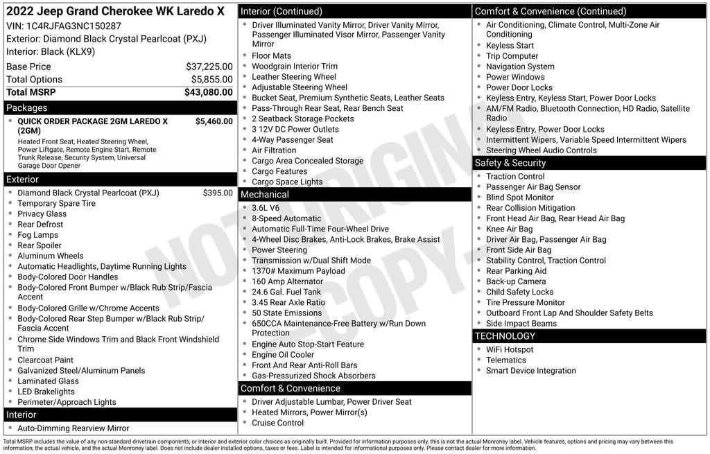 used 2022 Jeep Grand Cherokee car, priced at $30,498