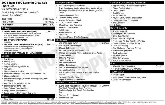 new 2025 Ram 1500 car, priced at $66,244