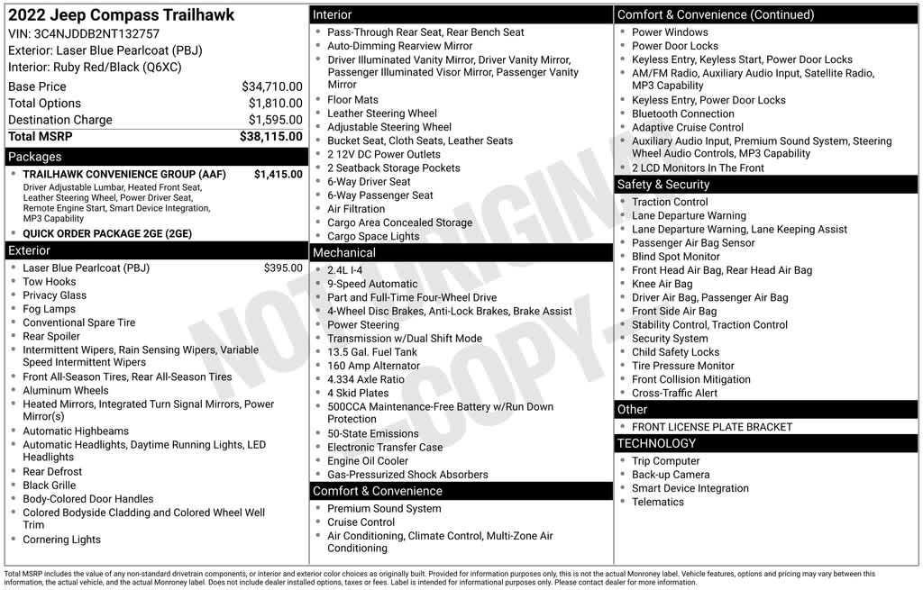 used 2022 Jeep Compass car, priced at $24,966