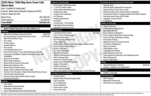 new 2025 Ram 1500 car, priced at $55,149
