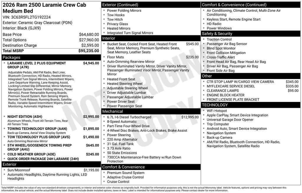 new 2026 Ram 2500 car, priced at $83,637