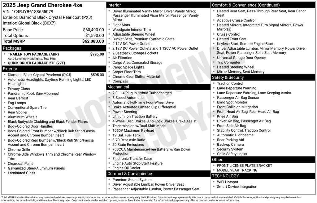 new 2025 Jeep Grand Cherokee 4xe car, priced at $60,656