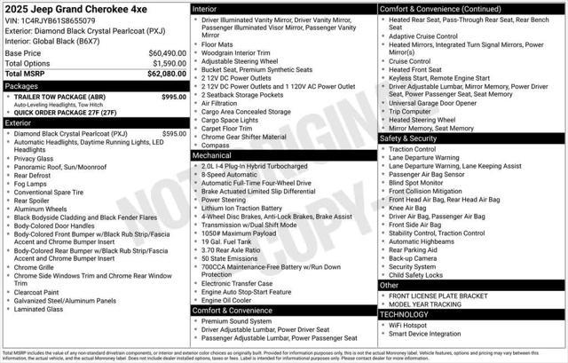 new 2025 Jeep Grand Cherokee 4xe car, priced at $58,439