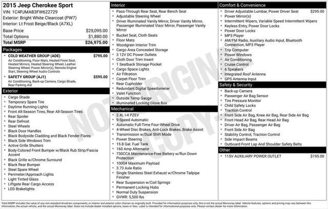 used 2015 Jeep Cherokee car, priced at $6,988