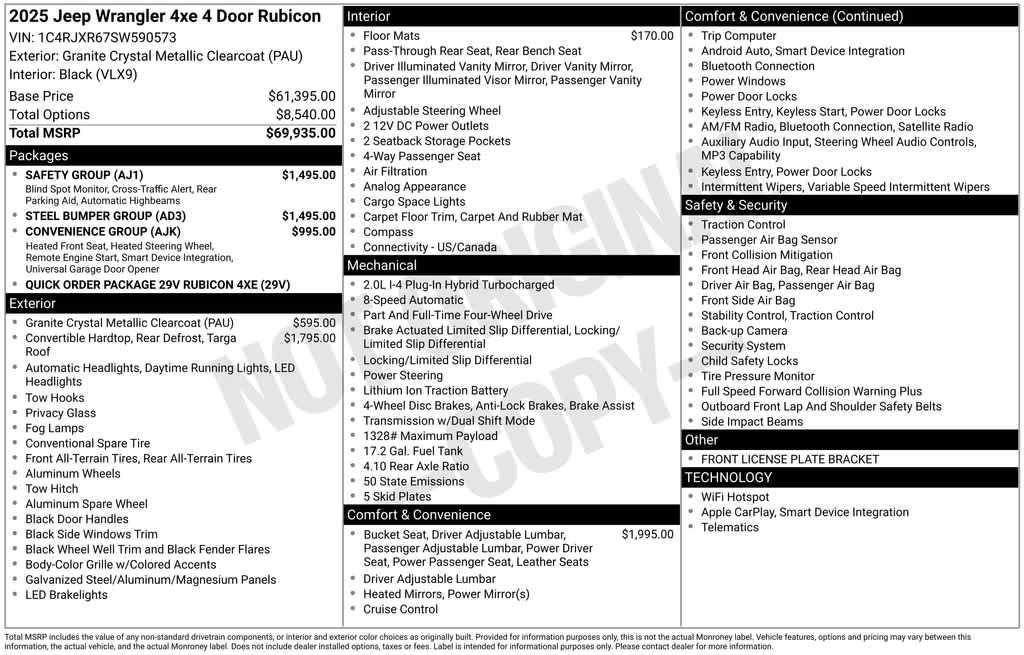 new 2025 Jeep Wrangler 4xe car, priced at $67,116