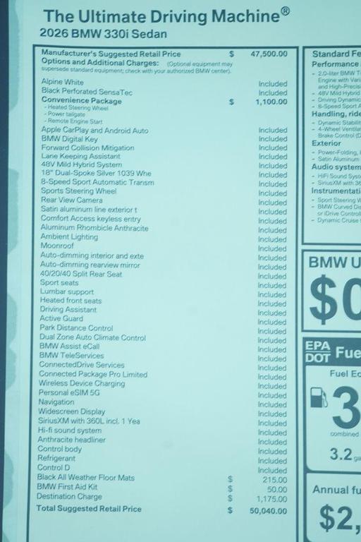 new 2026 BMW 330 car, priced at $50,040