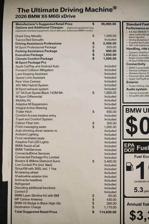 new 2026 BMW X6 car, priced at $114,630