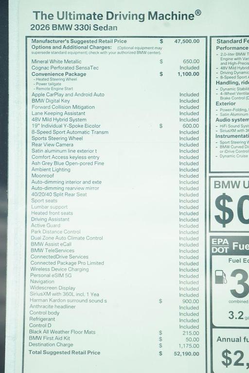 new 2026 BMW 330 car, priced at $52,190