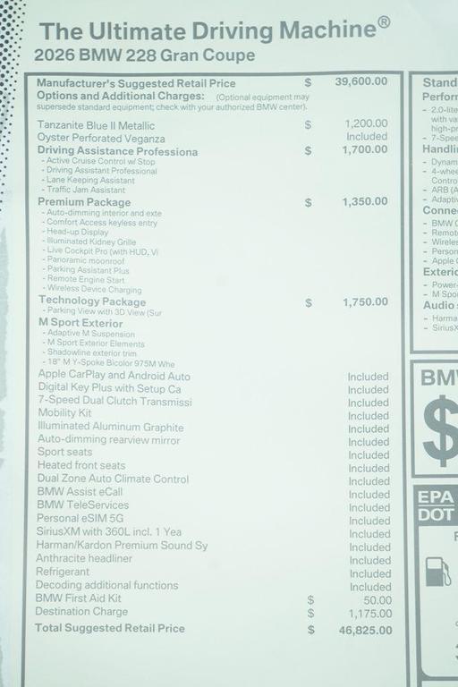 new 2026 BMW 228 Gran Coupe car, priced at $46,825