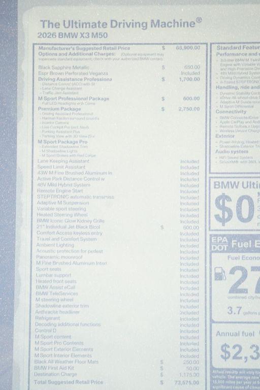 new 2026 BMW X3 car, priced at $73,675