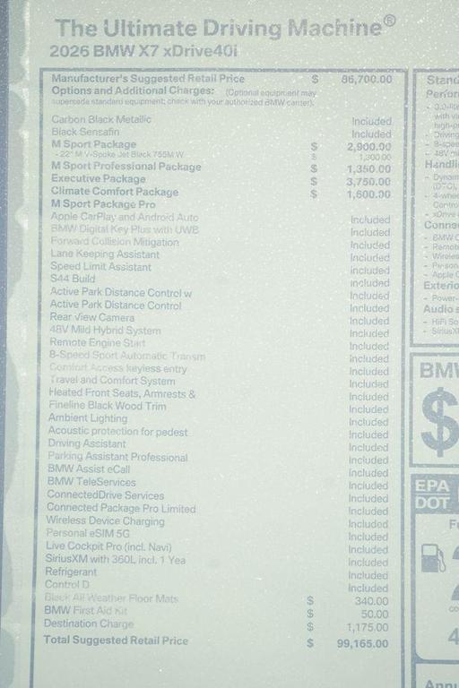 new 2026 BMW X7 car, priced at $99,165