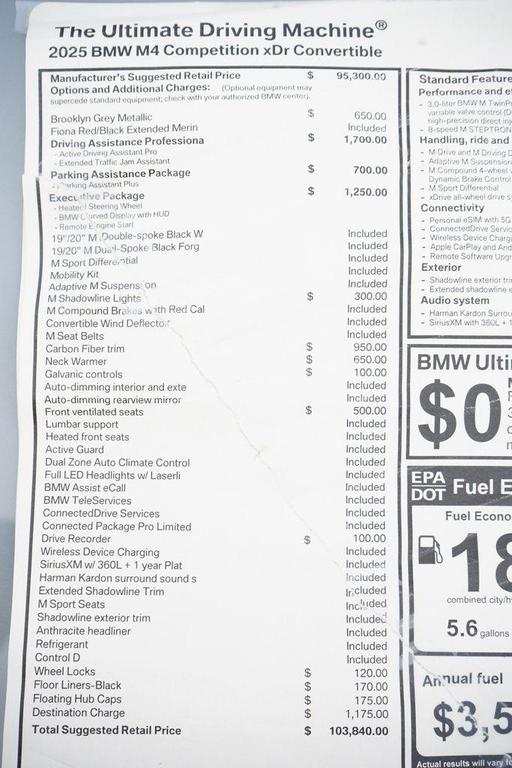 new 2025 BMW M4 car, priced at $103,830