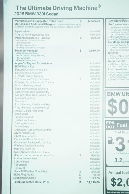new 2026 BMW 330 car, priced at $53,190