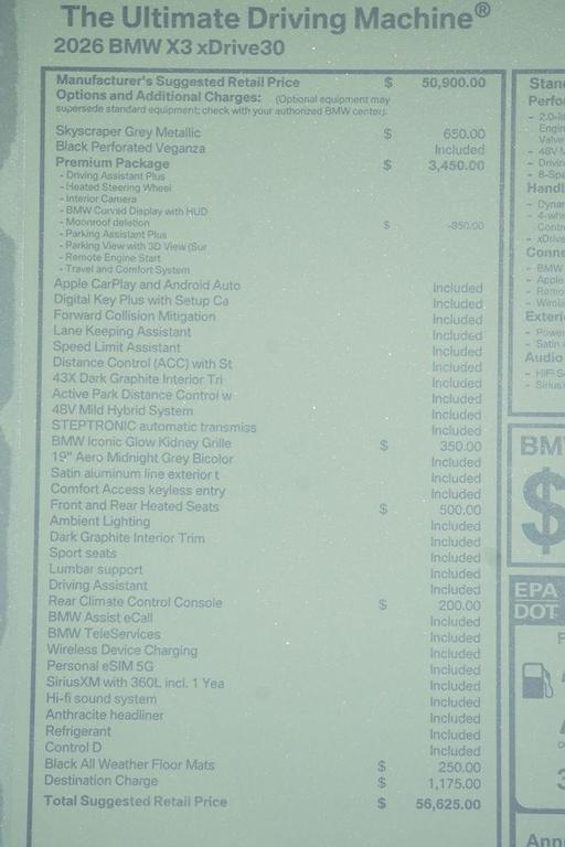 new 2026 BMW X3 car, priced at $56,625