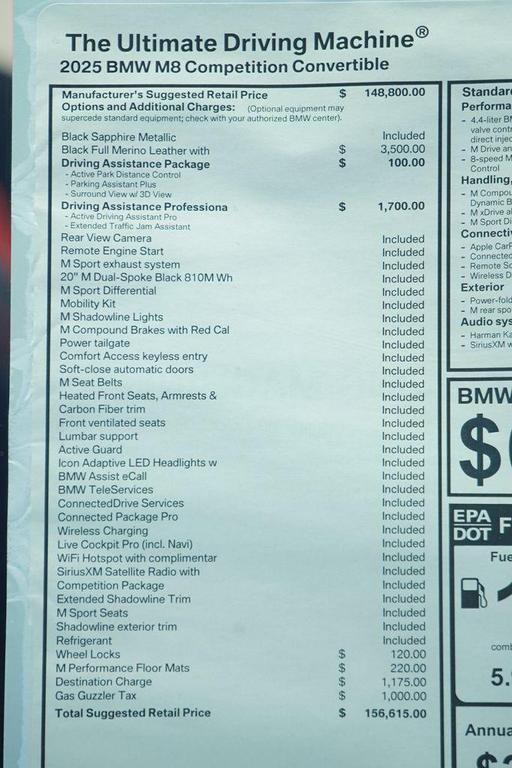 new 2025 BMW M8 car, priced at $156,615