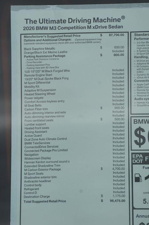 new 2026 BMW M3 car, priced at $96,475