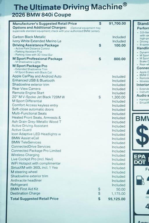 new 2026 BMW 840 car, priced at $95,125