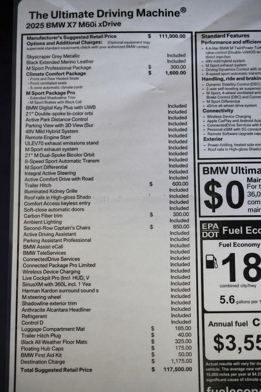 new 2025 BMW X7 car, priced at $117,500