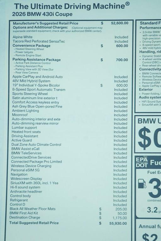 new 2026 BMW 430 car, priced at $55,930