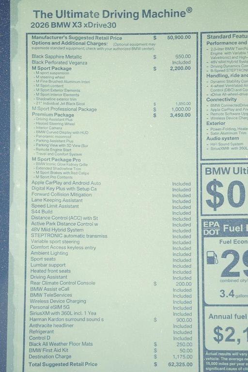 new 2026 BMW X3 car, priced at $62,325