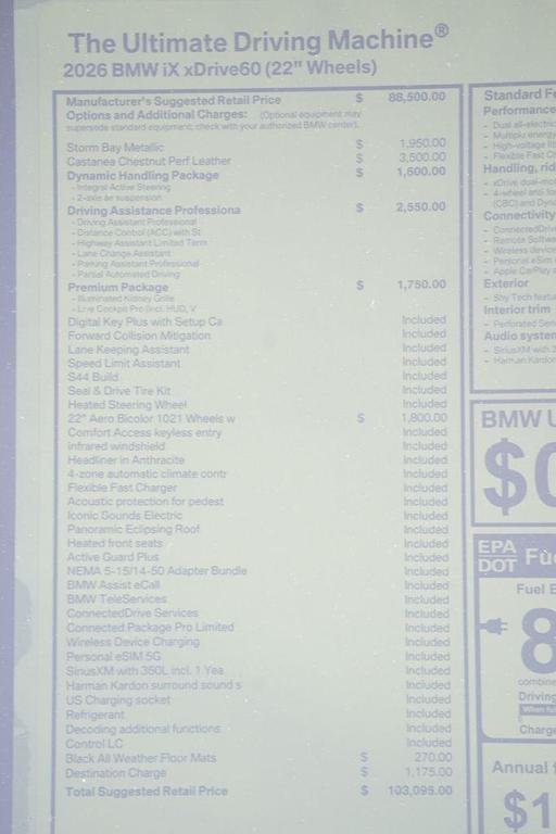 new 2026 BMW iX car, priced at $103,095
