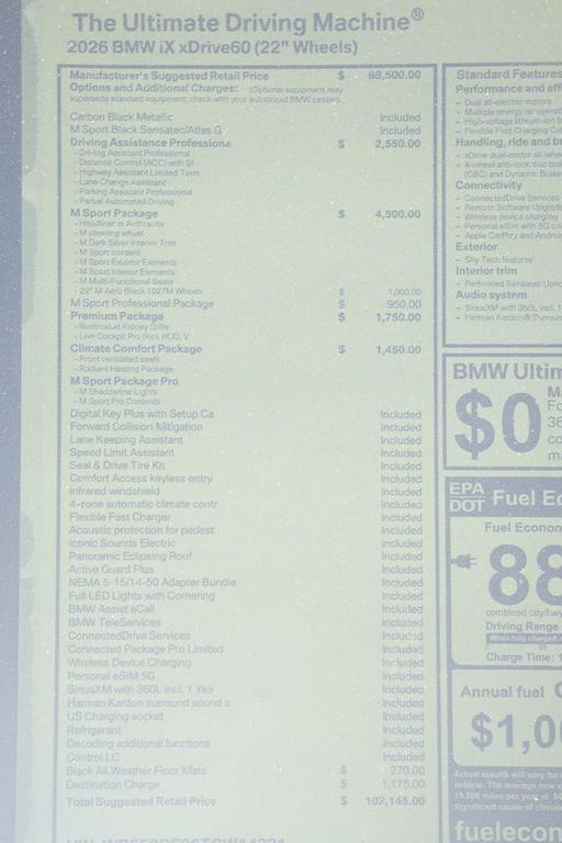new 2026 BMW iX car, priced at $102,145