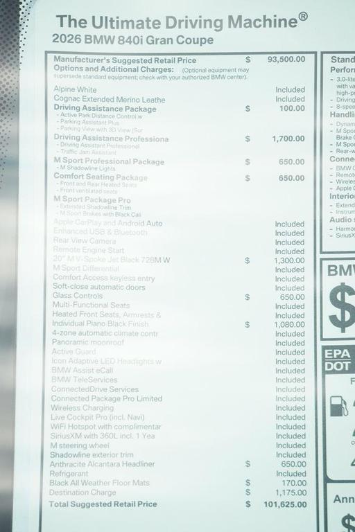 new 2026 BMW 840 car, priced at $101,625