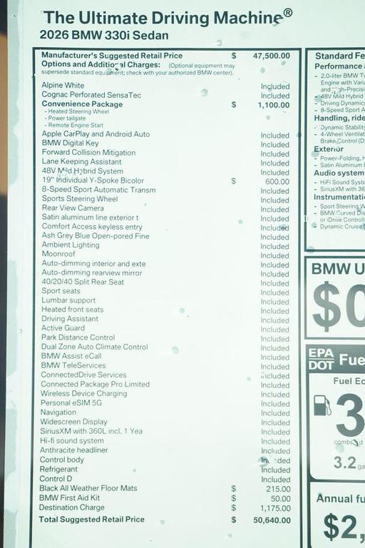 new 2026 BMW 330 car, priced at $50,640