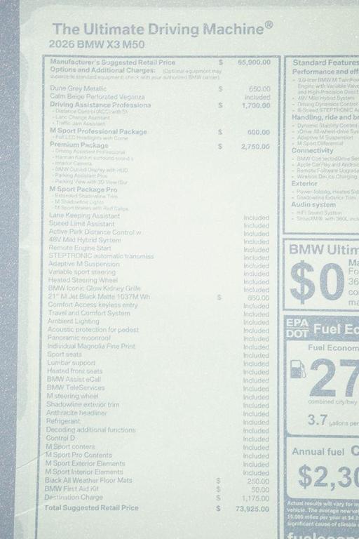 new 2026 BMW X3 car, priced at $73,925