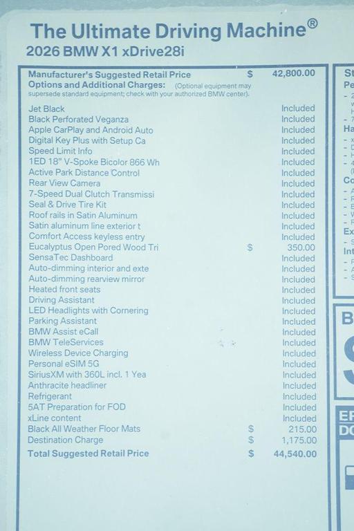 new 2026 BMW X1 car, priced at $44,540